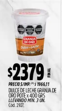 Supermercados Yaguar Granja de oro dulce de leche oferta