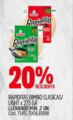 Supermercados Yaguar Bimbo rapiditas classicas/light oferta