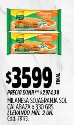 Supermercados Yaguar Milanesa sojagranja sol calabaza oferta