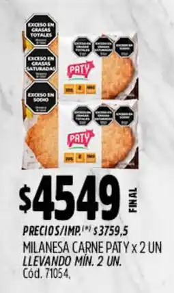 Supermercados Yaguar Paty milanesa carne oferta