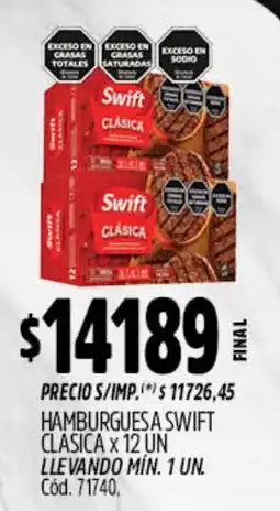 Supermercados Yaguar Swift hamburguesa clásica oferta
