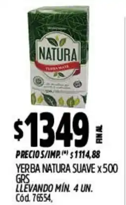 Supermercados Yaguar Natura yerba suave oferta