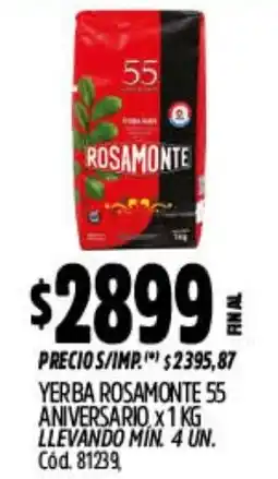 Supermercados Yaguar Rosamonte yerba rosamonte 55 aniversario oferta