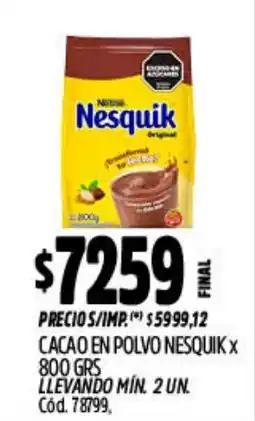 Supermercados Yaguar Nesquik cacao en polvo oferta