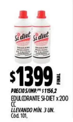 Supermercados Yaguar Si diet edulcorante oferta