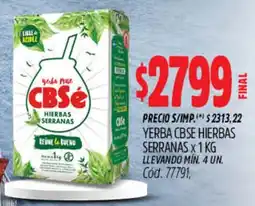 Supermercados Yaguar Cbsé yerba mate hierbas serranas oferta