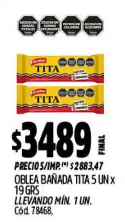 Supermercados Yaguar Tita oblea bañada oferta