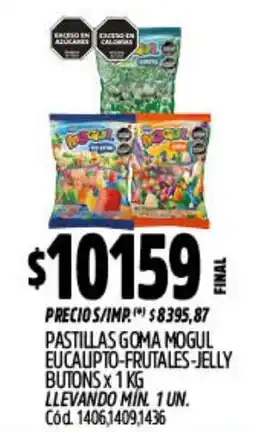 Supermercados Yaguar Pastillas goma mogul eucaupty-frutales-jelly butons oferta