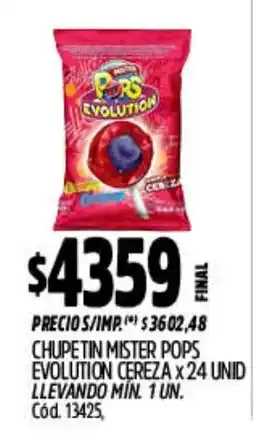 Supermercados Yaguar Mister pops evolution cereza oferta