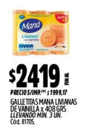Supermercados Yaguar Maná galletitas livianas de vainilla oferta