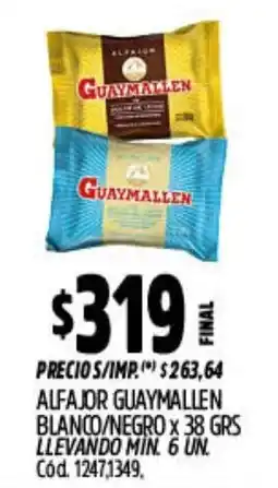 Supermercados Yaguar Guaymallen alfajor blanco/negro oferta