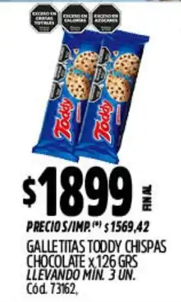 Supermercados Yaguar Toddy galletitas chipas chocolate oferta