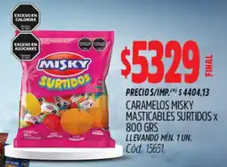 Supermercados Yaguar Misky caramelos masticables surtidos oferta