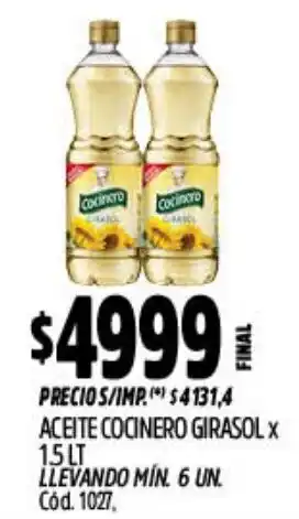Supermercados Yaguar Cocinero aceite girasol oferta