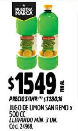 Supermercados Yaguar Jugo de limon san remo oferta