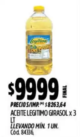 Supermercados Yaguar Legítimo aceite girasol oferta