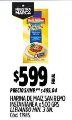 Supermercados Yaguar San remo harina de maiz instantanea oferta
