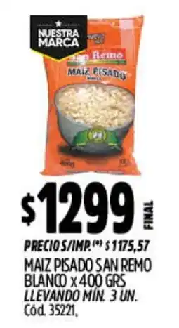Supermercados Yaguar San remo maiz pisado blanco oferta