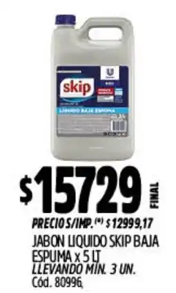 Supermercados Yaguar Skip jabon liquido baja espuma oferta