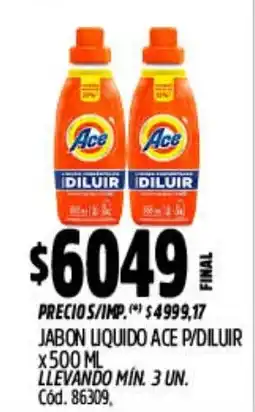 Supermercados Yaguar Ace jabon liquido p/diluir oferta