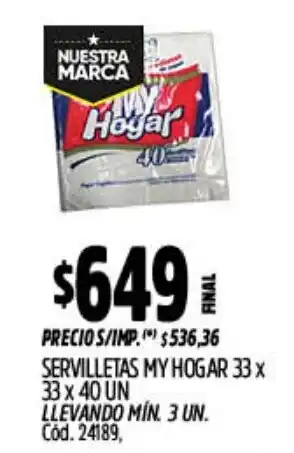 Supermercados Yaguar My hogar servilletas oferta