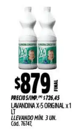 Supermercados Yaguar Lavandina x-5 original oferta