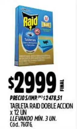 Supermercados Yaguar Raid tableta doble accion oferta