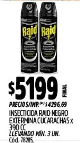 Supermercados Yaguar Raid insecticida raid negro extermina cucarachas oferta