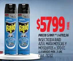Supermercados Yaguar Raid insecticida azul mata moscas y mosquitos oferta