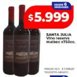 Supermayorista Vital Santa julia vino reserva malbec oferta