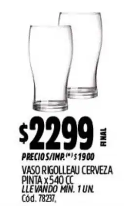 Supermercados Yaguar Vaso rigolleau cerveza oferta