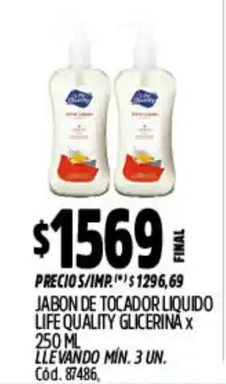 Supermercados Yaguar Life quality jabon de tocador liquido glicerina oferta