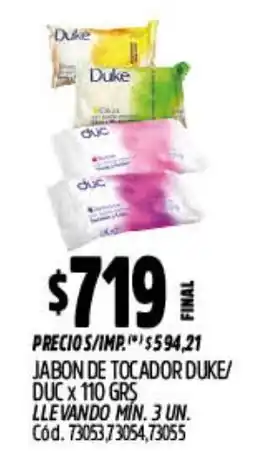 Supermercados Yaguar Duke jabon de tocador oferta