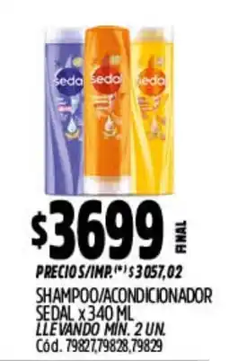 Supermercados Yaguar Sedal shampoo/condicionador oferta