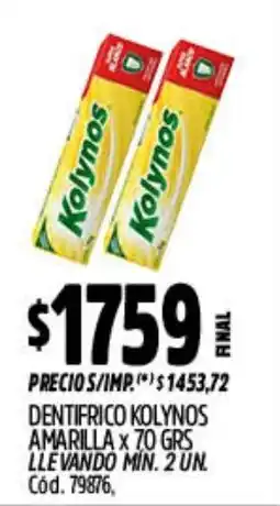 Supermercados Yaguar Kolynos dentífrico amarilla oferta
