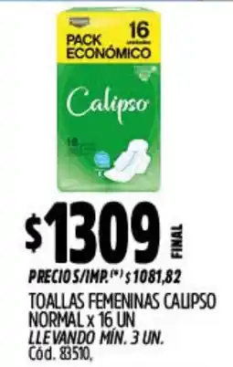 Supermercados Yaguar Calipso toallas femeninas normal oferta