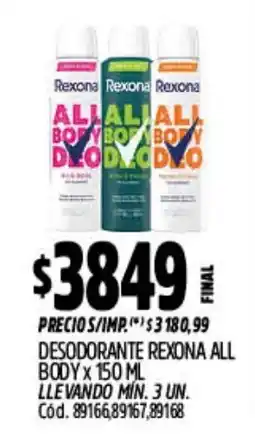 Supermercados Yaguar Rexona all body deodorant oferta