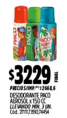 Supermercados Yaguar Paco desodorante oferta