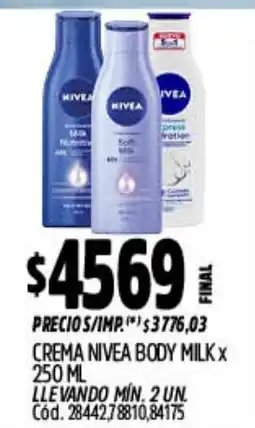 Supermercados Yaguar Nivea crema body milk oferta