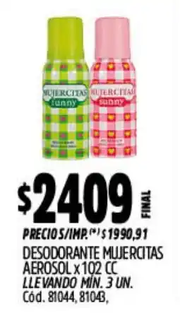 Supermercados Yaguar Mujercitas desodorante oferta