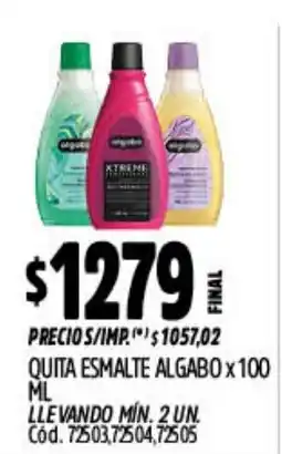 Supermercados Yaguar Algabe quita esmalte oferta