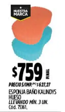 Supermercados Yaguar Kalindys esponja baño hueso oferta