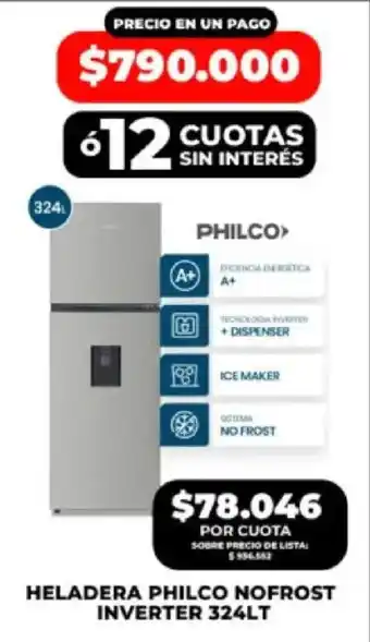 Philco heladera nofrost inverter