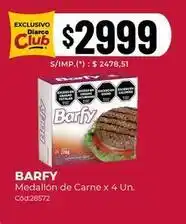 Diarco Barfy - medallón de carne x 4 un. cód:28572 oferta