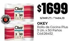 Diarco Okey - rollo de cocina plus 3 un. x 50 paños cód:26452 oferta