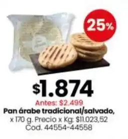 Coto Pan árabe tradicional/salvado, cod. 44554-44558 oferta