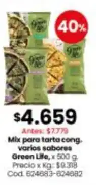 Coto Green life - mix para tarta cong. varios sabores, x 500 g. cod. 624683-624682 oferta