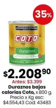 Coto Coto - duraznos bajas calorías oferta