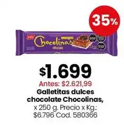 Coto Chocolinas - galletitas dulces chocolate chocolinas, x 250 g. cod. 580366 oferta