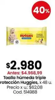 Coto Huggies - toalla húmeda triple protección, x 48 u oferta